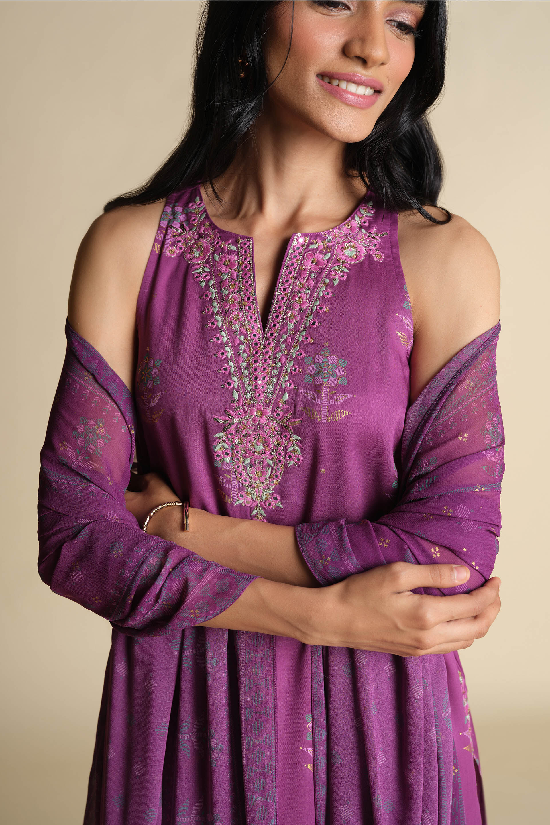 Kala Khatta Kurta Set, Purple, image 6